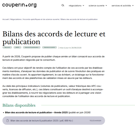 Bilan national des accords de lecture et publication - 2025 